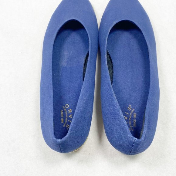 ORVIS Navy Canvas Espadrille Low Wedge 8 - Picture 8 of 12